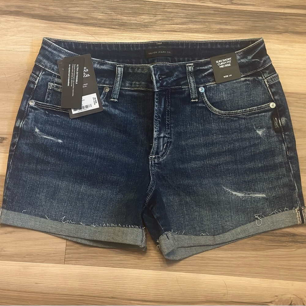 Silver Jeans Blue Distressed Jean Shorts